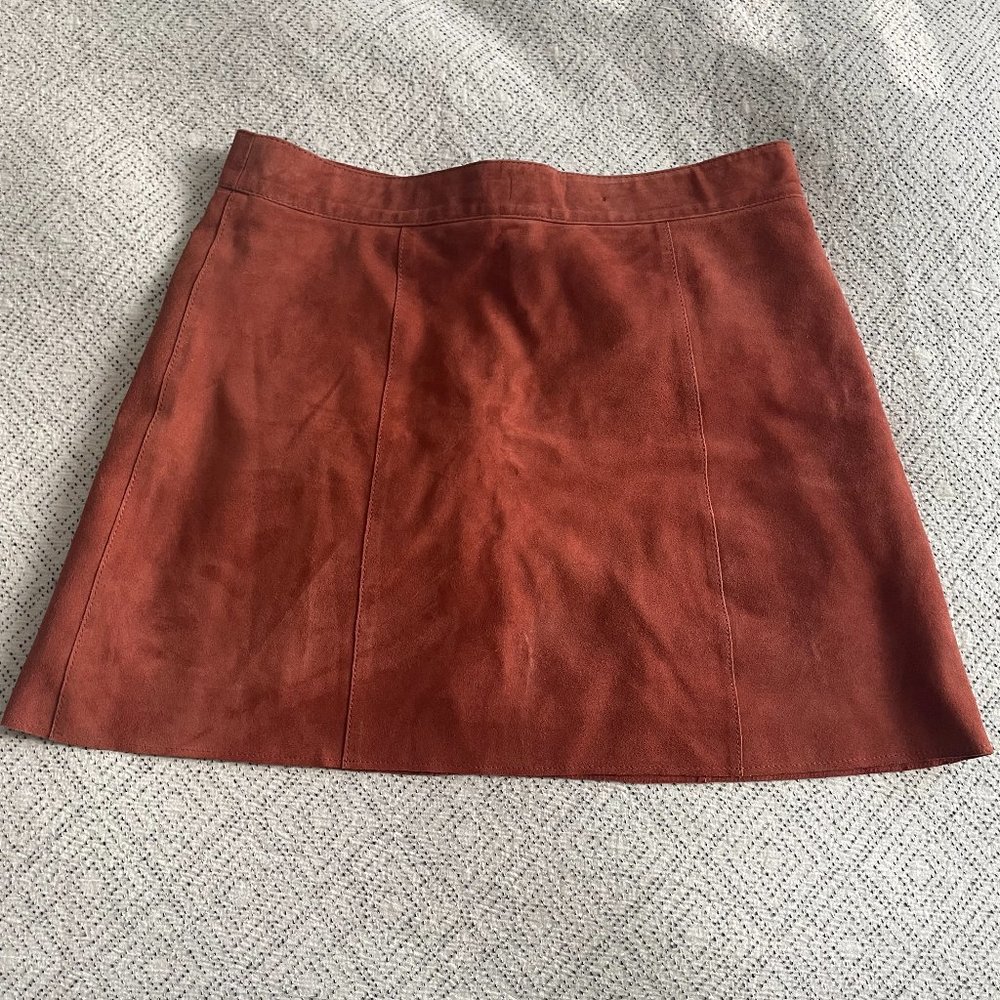 Sezane Burnt Orange Suede Mini Skirt